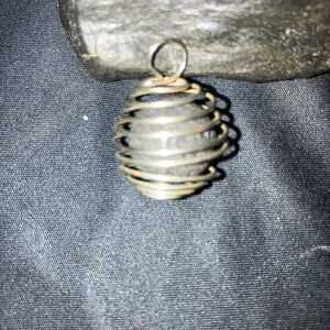 Spiral Silver Wire Wrapped meteor pendant